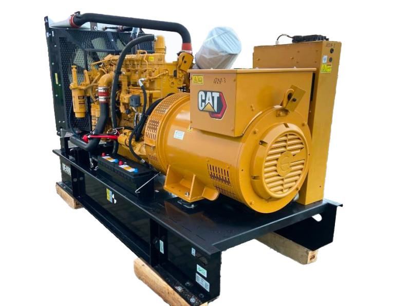 Caterpillar DE400GC diesel generator with 400 kVA output, open-frame unit on steel base